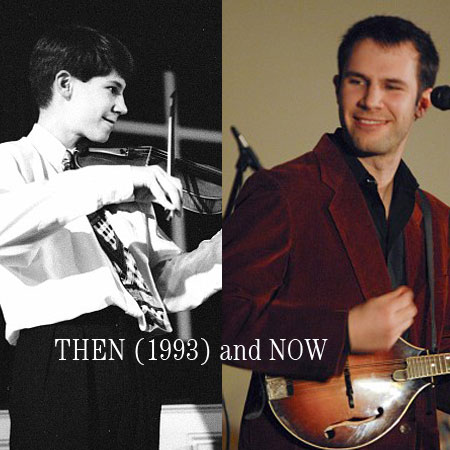 Jake Armerding performed with Northern Lights in 1993 at the Rose Garden Coffeehouse in this before and after photo montage.