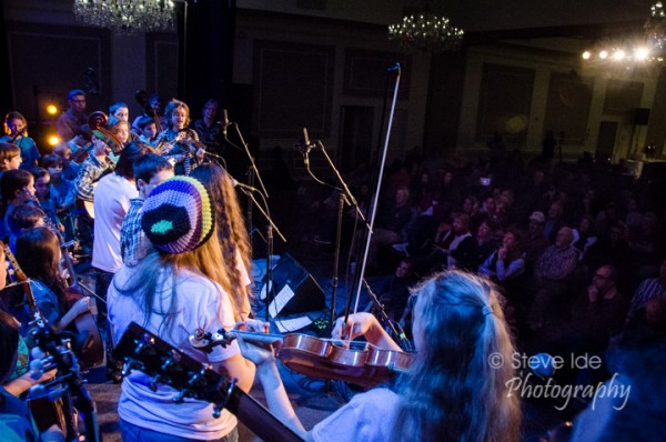 The Bluegrass Academy for Kids performs for the crowd at the Joe Val Bluegrass Festival. Photo by Stephen Ide