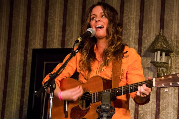 Monica Rizzio performs at the Northeast Regional Folk Alliance Conference in New York in 2015. Rizzio will be the featured act at Saturday's Rose Garden Coffeehouse in Mansfield, Mass. Photo by Stephen Ide