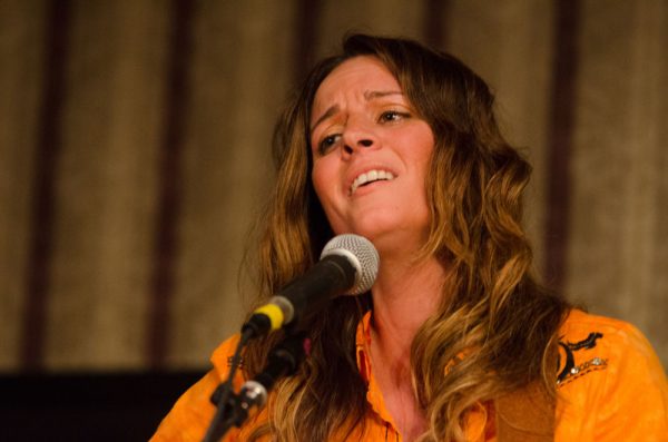 Monica Rizzio performs at the Northeast Regional Folk Alliance Conference in New York in 2015. Rizzio will be the featured act at Saturday's Rose Garden Coffeehouse in Mansfield, Mass. Photo by Stephen Ide